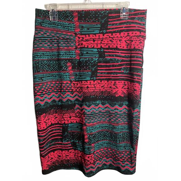 LuLaRoe Cassie Midi Skirt Women's XL Pink Green Black Retro - Picture 2 of 8